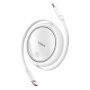 Baseus Free2Pull izvlečni polnilni in podatkovni kabel - USB-C na USB-C - 1 m - bel