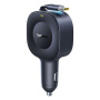 Baseus PrimeTrip VR2 komplet avtopolnilca z vrati USB-C in izvlečnega kabla USB-C - 60W - 0,8 m - črna