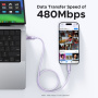 UGREEN Uno pleten polnilni in podatkovni kabel - USB-C na USB-C - 1 m - vijoličen