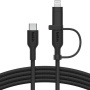 BELKIN Boost Charge Pro 2v1 pleten polnilni in podatkovni kabel - USB-C na USB-C / Lightning - 1,5 m - črn