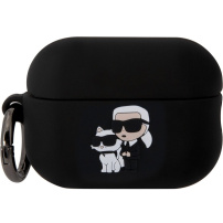 Karl Lagerfeld Silikonski ovitek 3D Logo NFT Karl in Choupette za AirPods Pro 2 (2022) - črn