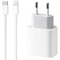 Appleking 2v1 rychlonabíjecí sada adaptéru s portem USB-C a kabelu USB-C na Lightning - 18W - 1 m - bílá