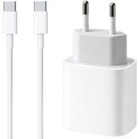 Appleking 2v1 rychlonabíjecí sada adaptéru s portem USB-C a kabelu USB-C na USB-C - 20W - 1 m - bílá