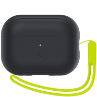 Silikonski ovitek Spigen Silicone Fit s trakom za AirPods Pro 2 (2022) - črno-limeten