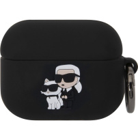 Karl Lagerfeld 3D Logo NFT Karl and Choupette silikonski ovitek za AirPods Pro - črn