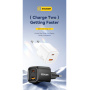 ESSAGER ES-CD54 mini hitri polnilni adapter s priključki USB-C / USB-A - 20W - bel