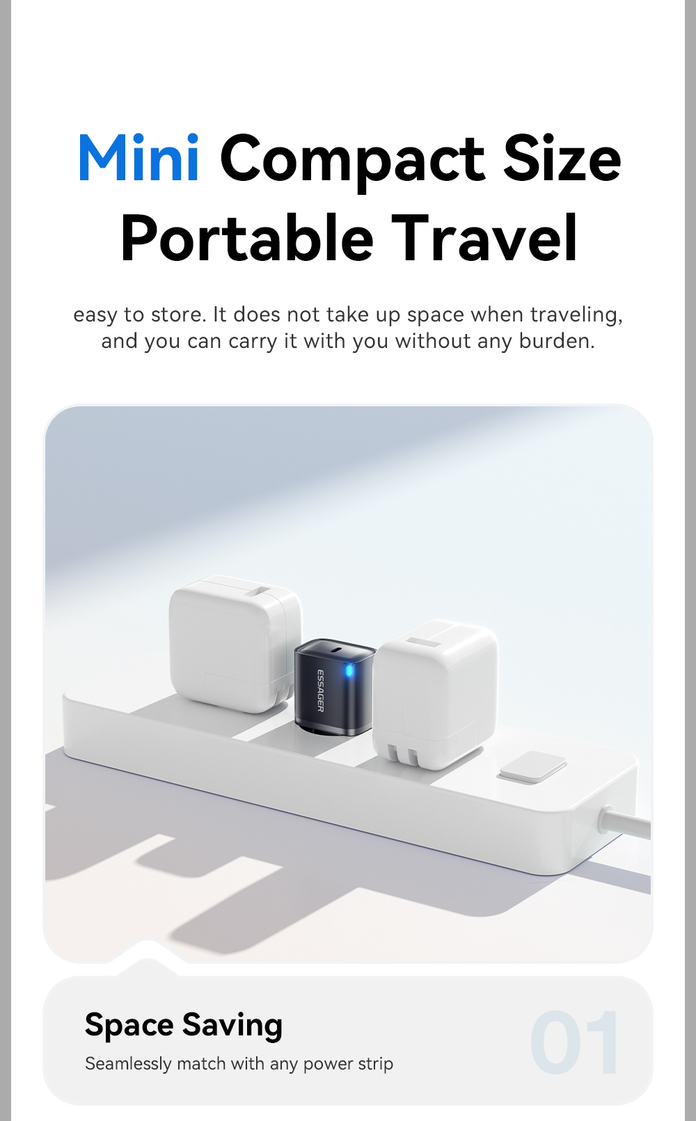 ESSAGER ES-CD52 hitri polnilni adapter s priključkom USB-C - 30W - bel