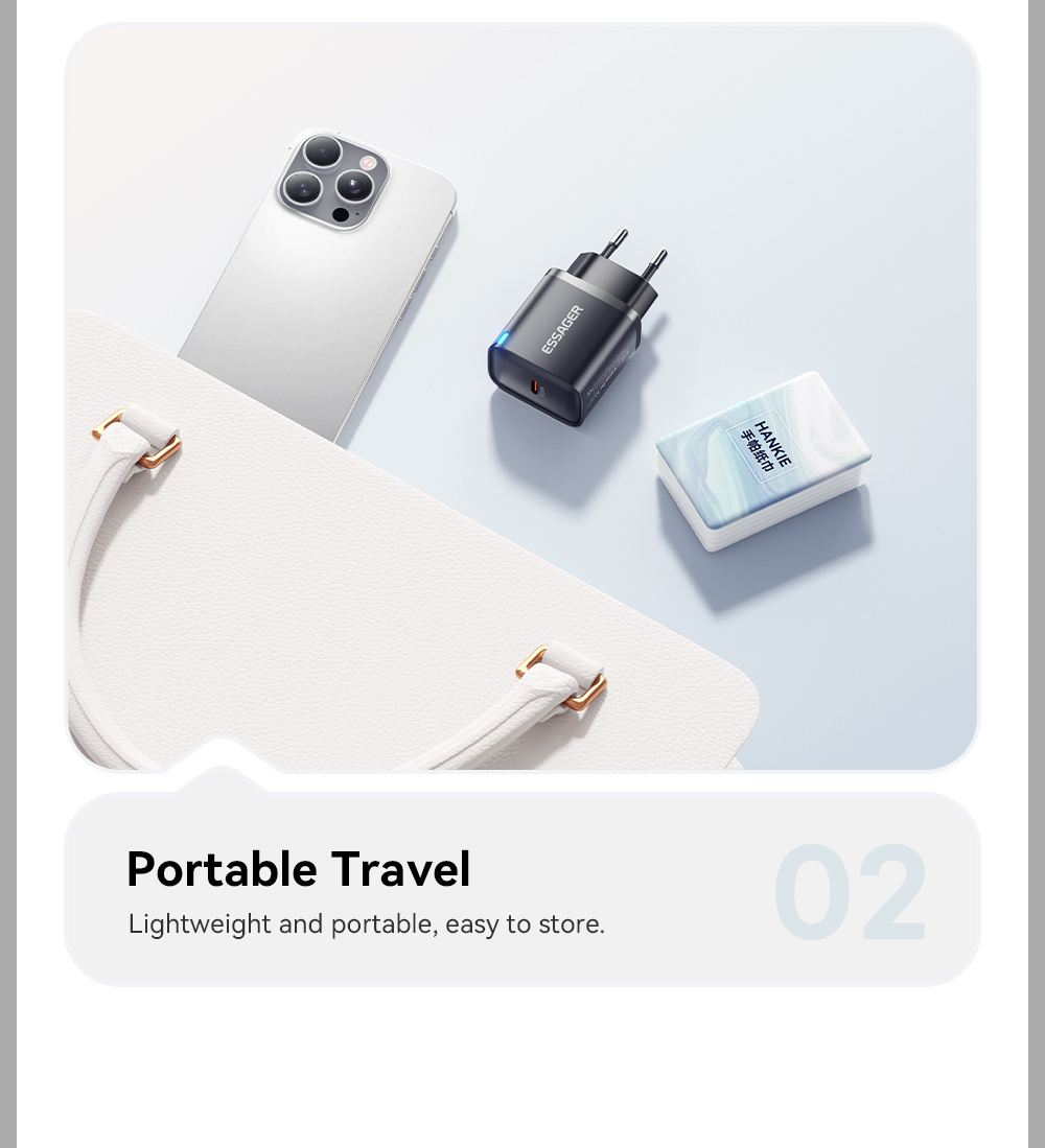 ESSAGER ES-CD52 hitri polnilni adapter s priključkom USB-C - 30W - bel