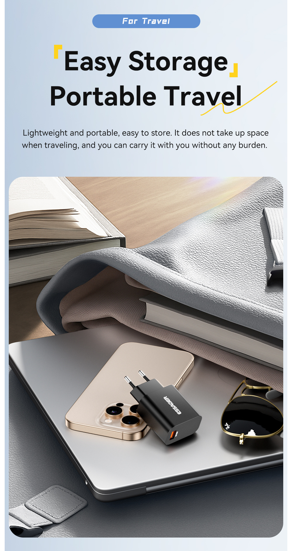 ESSAGER S9 GaN adapter za hitro polnjenje z vhodom USB-A - 18W - črn
