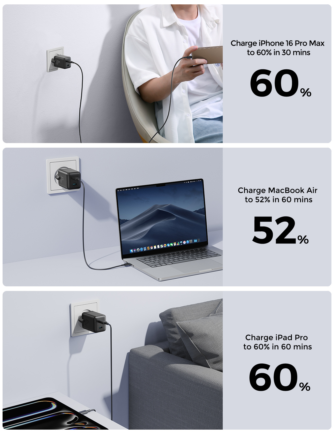 JOYROOM JR-TCG17 GaN hitri polnilni adapter z 2x USB-C vrati - 45W - črn