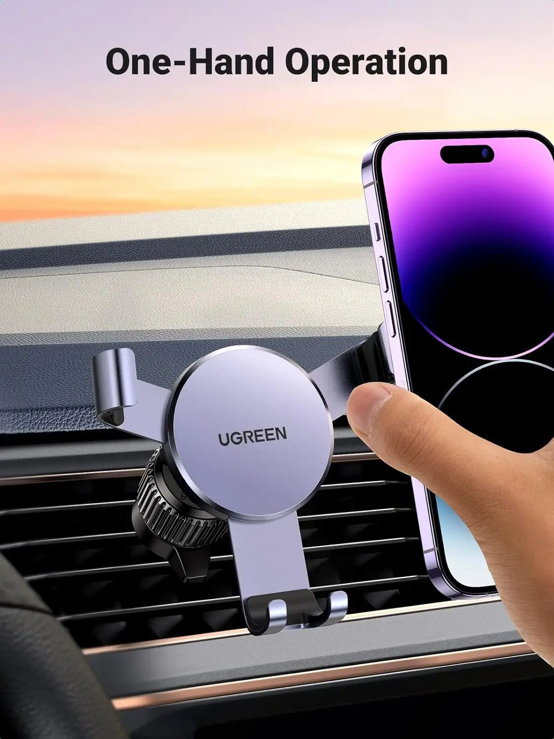 UGREEN nosilec za avto za prezračevalno rešetko za iPhone - temno siv