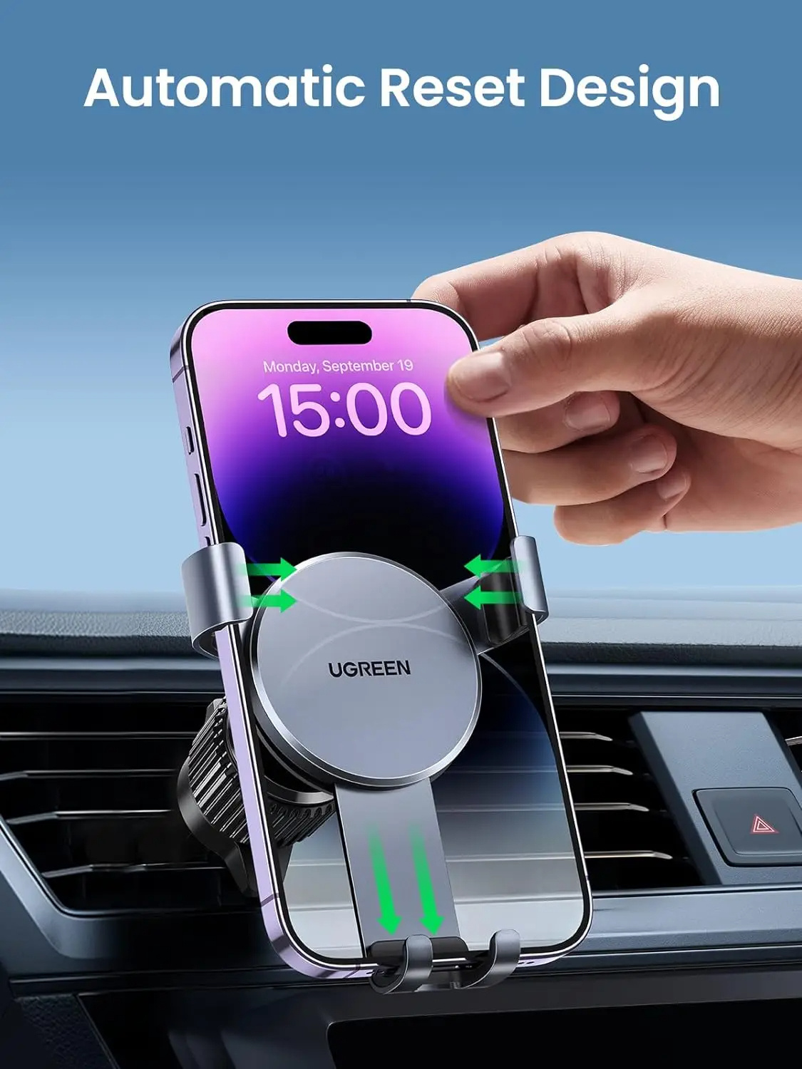UGREEN nosilec za avto za prezračevalno rešetko za iPhone - temno siv