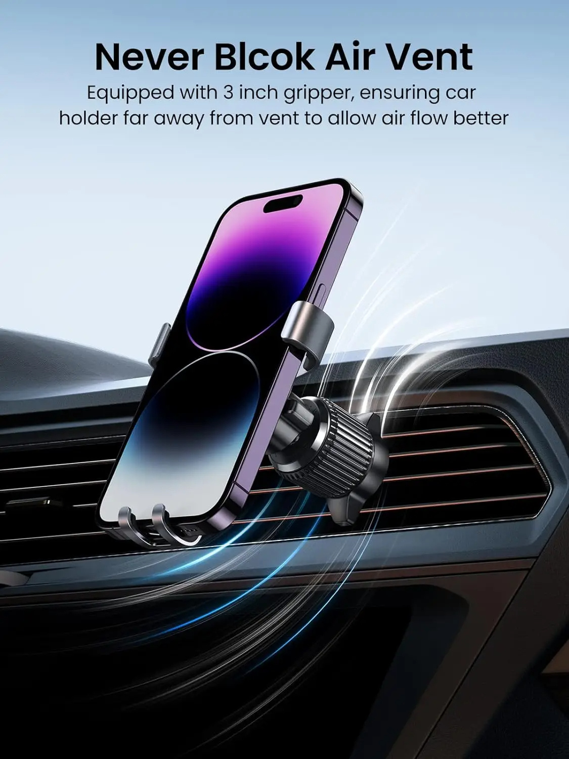 UGREEN nosilec za avto za prezračevalno rešetko za iPhone - temno siv