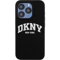 Silikonski etui DKNY Arch Logo z MagSafe za iPhone 15 Pro - črn