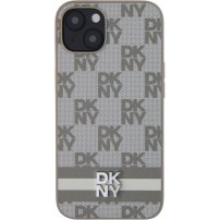 DKNY Ovitek Checkered Pattern and Stripe za iPhone 15 - bež