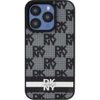Etui DKNY Checkered Pattern and Stripe za iPhone 15 Pro - siv