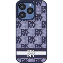 Etui DKNY Checkered Pattern and Stripe za iPhone 15 Pro - temno moder