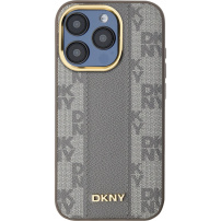 DKNY Ovitek s karirastim vzorcem MagSafe za iPhone 15 Pro - bež