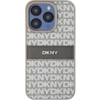 Etui DKNY Repeat Pattern Tonal Stripe za iPhone 15 Pro - bež