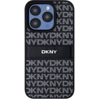 Etui DKNY Repeat Pattern Tonal Stripe za iPhone 15 Pro - črn