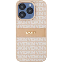 Etui DKNY Repeat Pattern Tonal Stripe za iPhone 15 Pro - roza
