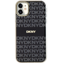 DKNY Ovitek s tonskimi črtami s ponavljajočim se vzorcem z MagSafe za iPhone 11 - črn