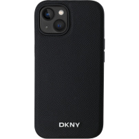 DKNY Silver Metal Logo ovitek z MagSafe za iPhone 14 - črn