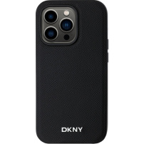 DKNY Srebrn kovinski ovitek z logotipom MagSafe za iPhone 14 Pro - črn