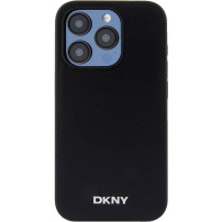 Etui DKNY Silver Metal Logo z MagSafe za iPhone 15 Pro - črn