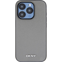 Etui DKNY Silver Metal Logo z MagSafe za iPhone 15 Pro - siv