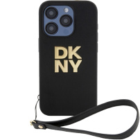 DKNY Ovitek Stack Logo s paščkom za iPhone 15 Pro - črn