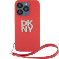 DKNY Ovitek Stack Logo s paščkom za iPhone 15 Pro - rdeč