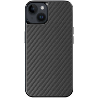 EPICO Mag+ Hybrid Carbon ovitek z vzorcem karbonskih vlaken in MagSafe za iPhone 15 Plus - črna