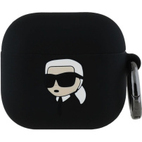 Karl Lagerfeld 3D Logo NFT Karl Head silikonski ovitek za AirPods 4 / 5 - črn