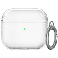 Prozoren bleščeč ovitek s karabinom za AirPods 4 / 5 - srebrn