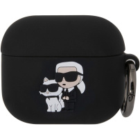 Karl Lagerfeld Silikonski ovitek 3D Logo NFT Karl in Choupette za AirPods 3 - črn