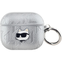 Karl Lagerfeld Embossed Choupette Head Case za AirPods 3 - srebrn
