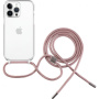 Prozorna torbica z vrvico FIXED Pure Neck za iPhone 13 Pro - roza