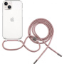 Prozorna torbica z vrvico FIXED Pure Neck za iPhone 14 - roza