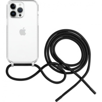 Prozorna torbica z vrvico FIXED Pure Neck za iPhone 14 Pro - črn