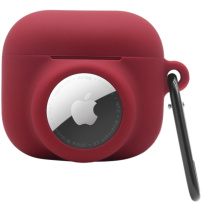 2v1 silikonski zaščitni ovitek za AirPods 3 / AirTag 1 / 2 - vinsko