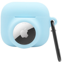 2v1 silikonski zaščitni ovitek za AirPods 3 / AirTag 1 / 2 - modro