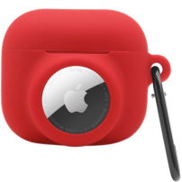 2v1 silikonski zaščitni ovitek za AirPods 3 / AirTag 1 / 2 - rdeče