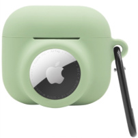 2v1 silikonski zaščitni ovitek za AirPods 3 / AirTag 1 / 2 - olivno