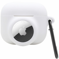 2v1 silikonski zaščitni ovitek za AirPods 3 / AirTag 1 / 2 - bela