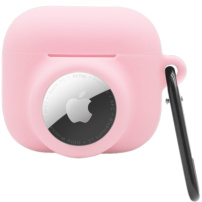 2v1 silikonski zaščitni ovitek za AirPods 3 / AirTag 1 / 2 - roza
