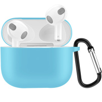 Zaščitni silikonski ovitek s karabinom za AirPods 3 - svetlo modra