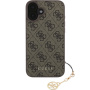 Guess Ovitek 4G Charms za iPhone 16 - rjav