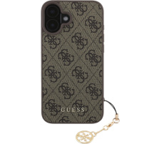 Guess Ovitek 4G Charms za iPhone 16 Plus - rjav