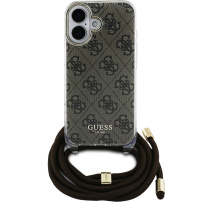 Guess 4G IML Printed Crossbody Case z vrvico za iPhone 16 - rjav